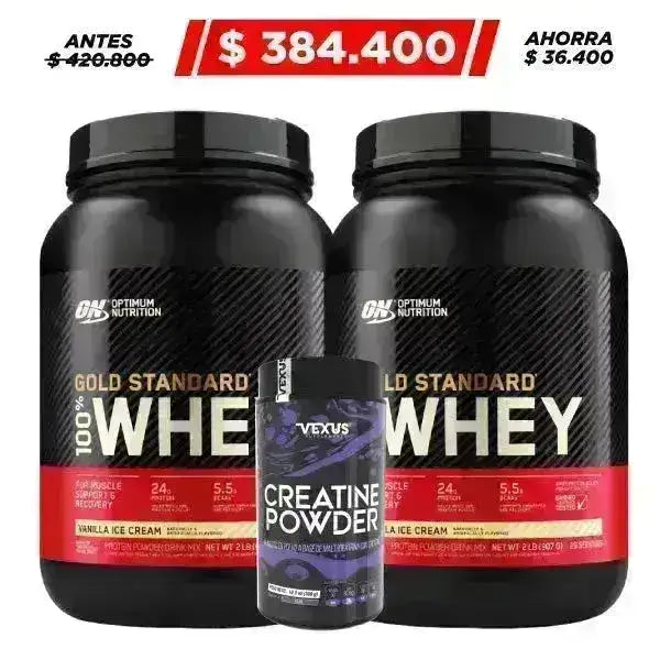 2 Unid. Gold Standard 2 lb + Creatine 30 serv - Zona FIT