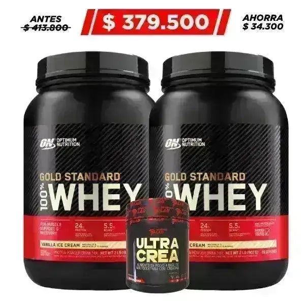 2 Unid. Gold Standard 2 lb + Ultra Crea 30 serv - Zona FIT