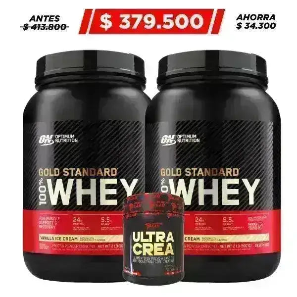 2 Unid. Gold Standard 2 lb + Ultra Crea 30 serv - Zona FIT