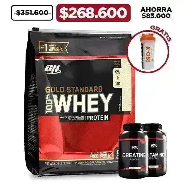 Gold Standard 6 lb + Creatine 300 gr + Glutamine 300 gr + Obsequio - Zona FIT