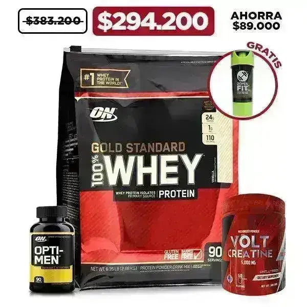 Gold Standard 6 lb + Creatine 300 gr + Opti Men 90 caps + Obsequio - Zona FIT