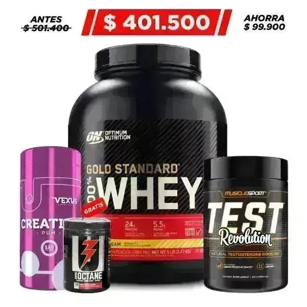 Gold Standard 100% 5 lb + Test Revolution 80 caps + Creatine HCL 120 caps - Zona FIT