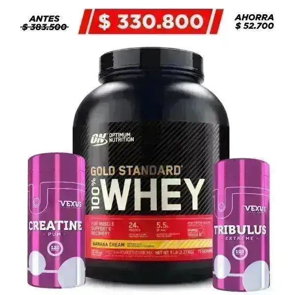 Gold Standard 5 lb + Creatine HCL 120 caps + Tribulus 100 caps - Zona FIT