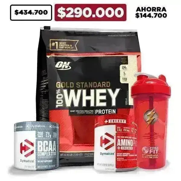 Gold Standard 100% Whey 6 lb + Amino Pro + BCAA + Shaker - Zona FIT