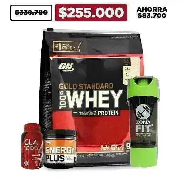 Gold Standard 6 lb + Energy Plus + CLA + Shaker - Zona FIT