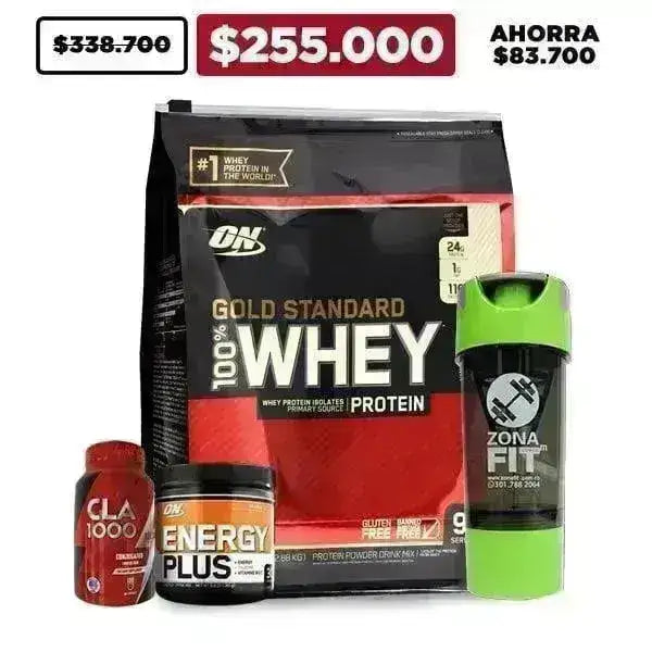 Gold Standard 6 lb + Energy Plus + CLA + Shaker - Zona FIT