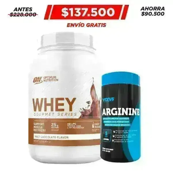 Whey Gourmet 770 gr + Arginine 400 gr - Zona FIT