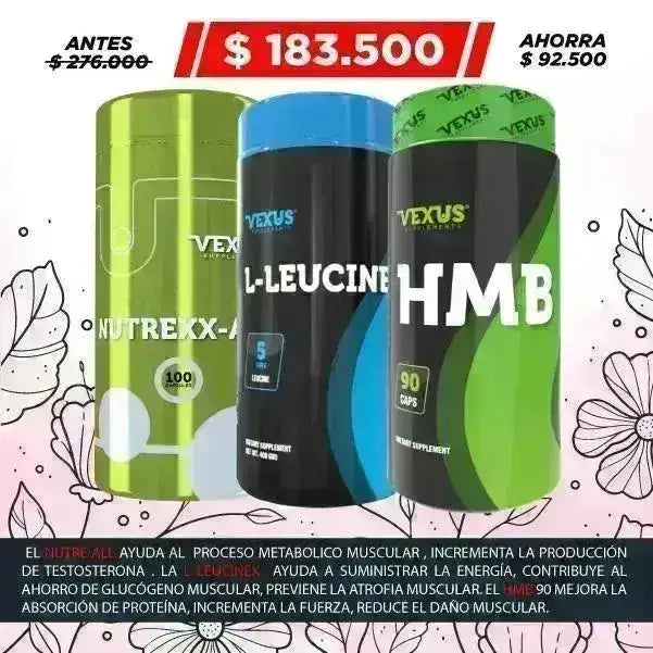 Leucina 400 gr + HMB 90 Caps + Multivitamínico 100 Caps - Zona FIT