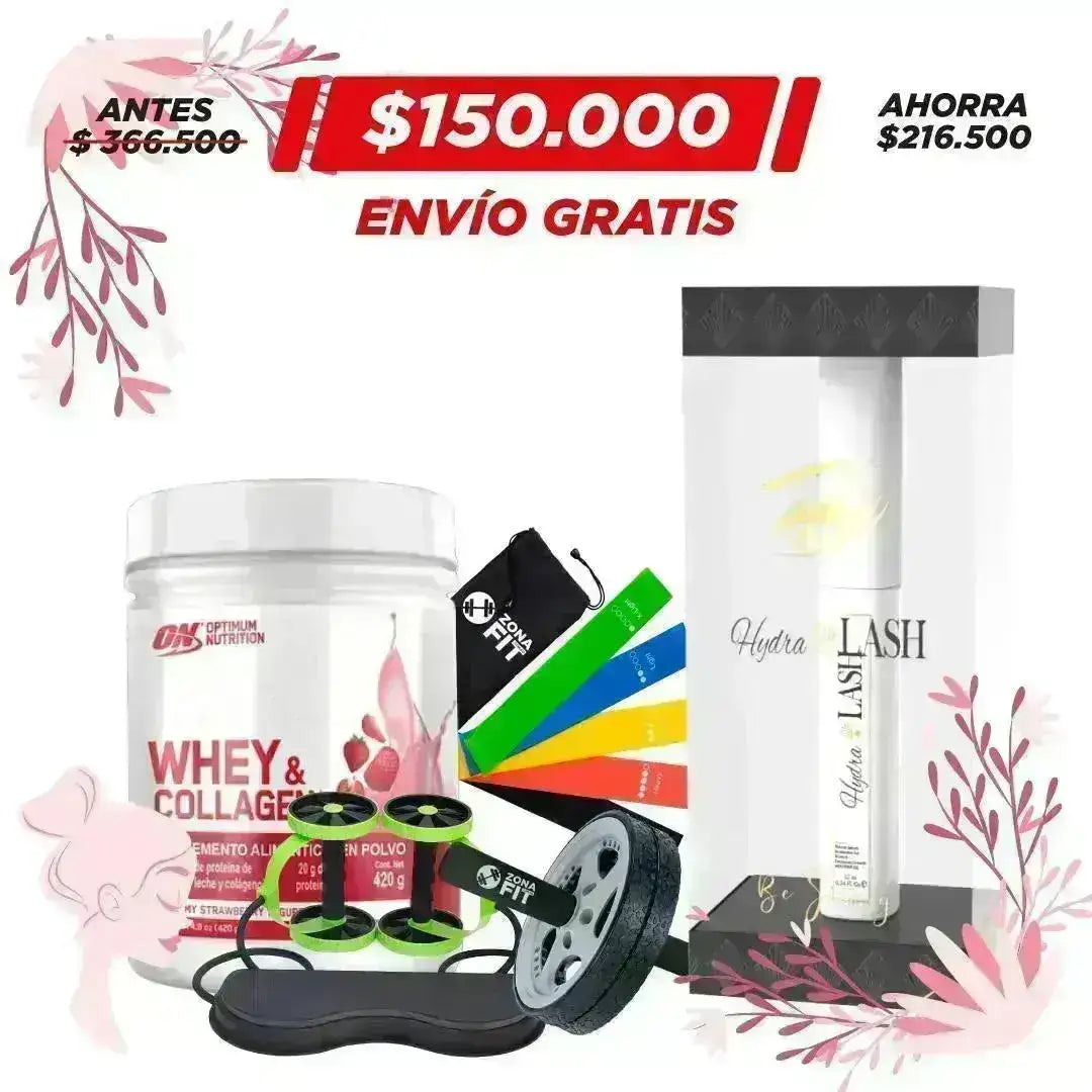Whey Collagen 420 gr + Hydra Lash 10 ml + Bandas de Tensión + Obsequios - Zona FIT