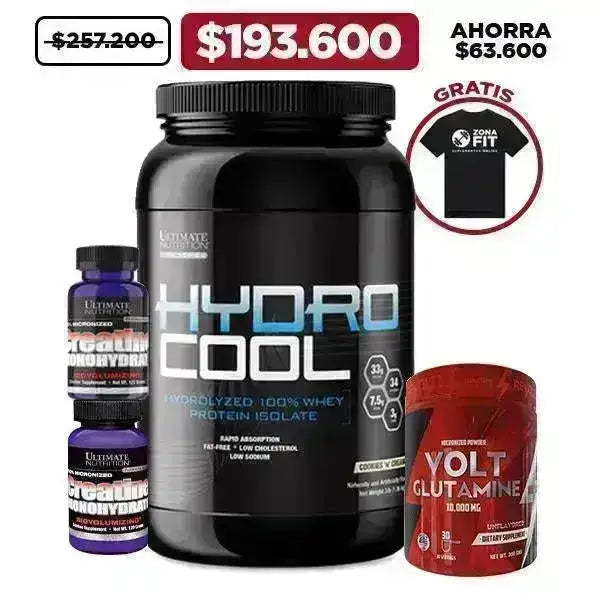 Hydro Cool 3 lb + 2 Unid. Creatine 120 gr + Glutamine 300 gr + Obsequio - Zona FIT
