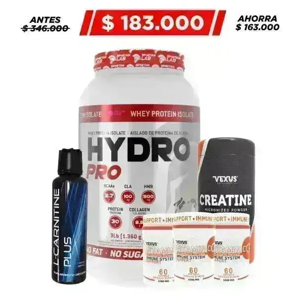 Hydro Pro 3 lb + L-Carnitine 500 ml + Creatine 300 gr + Obsequio - Zona FIT