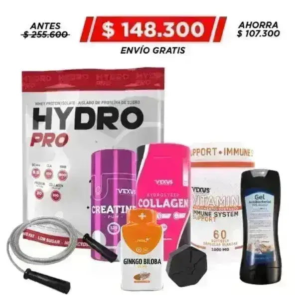 Hydro Pro 1.5 lb + Creatina Pum 120 caps + Colágeno 260 gr + Obsequio - Zona FIT