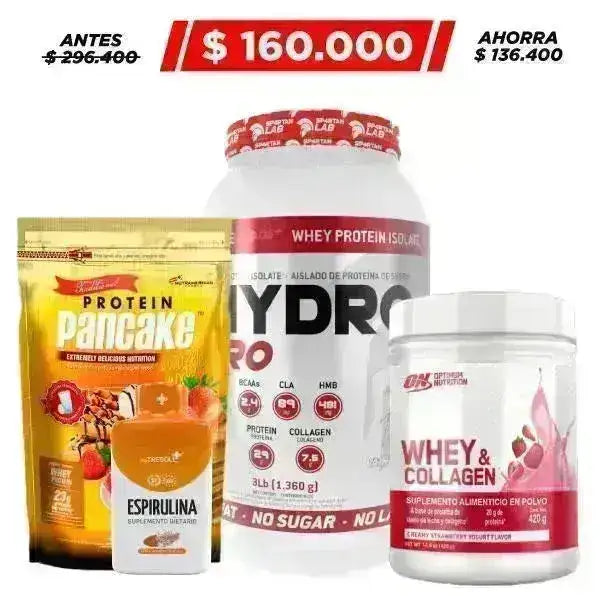 Hydro Pro 3 lb + Whey Collagen 420 gr + Protein Pancake 770 gr + Obsequio - Zona FIT