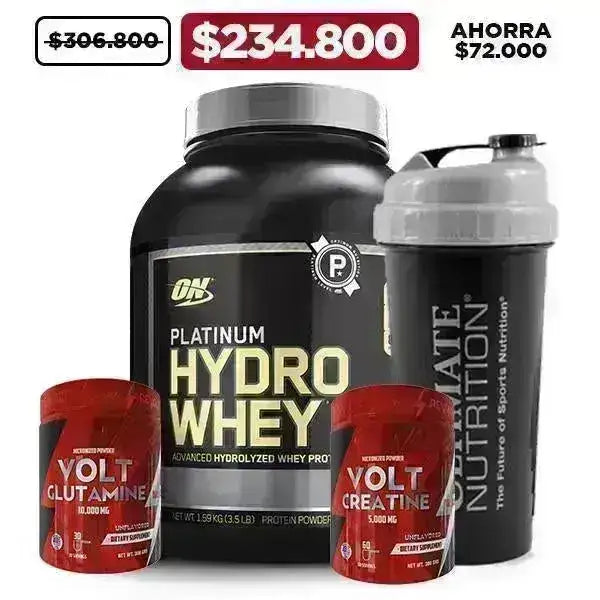 Platinum Hydrowhey® 3.5 lb + Creatine 300 gr + Glutamine 300 gr + Obsequio - Zona FIT