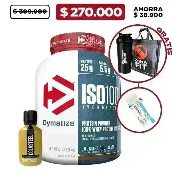 ISO 100 5 Lb + Péptidos de Colágeno + Power Crunch + Obsequio - Zona FIT