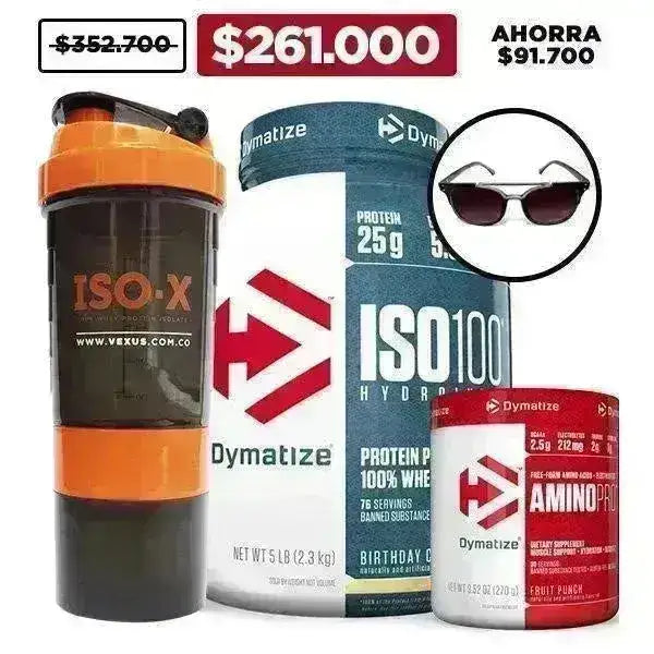 ISO 100 5 lb + Amino Pro 30 serv + Shaker + Gafas - Zona FIT