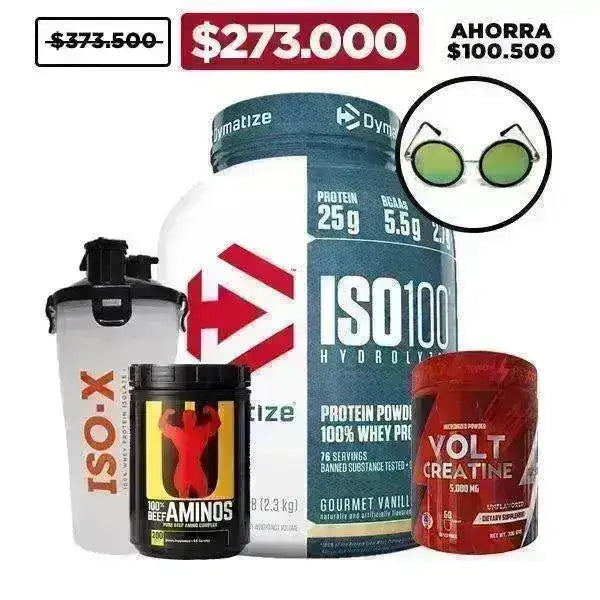 ISO100 5 lb + Creatine 300 gr + Beef Aminos + Gafas + Shaker - Zona FIT