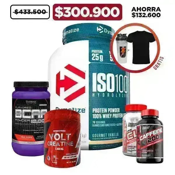 Oferta ISO 100 · 5 lb + Creatina 300 gr + BCAA 30 serv + Lipo 6 CLA + Caffeine + Obsequios - Zona FIT