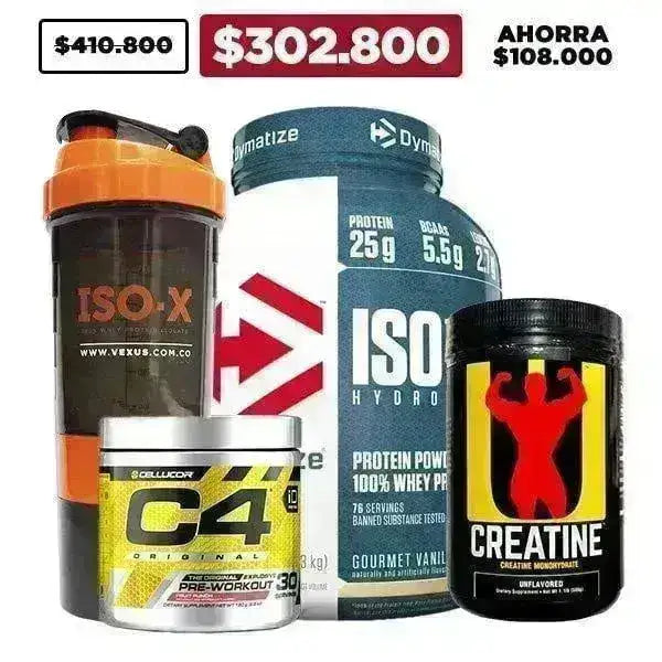 ISO 100 5 lb + C4 30 serv + Creatine + Shaker - Zona FIT