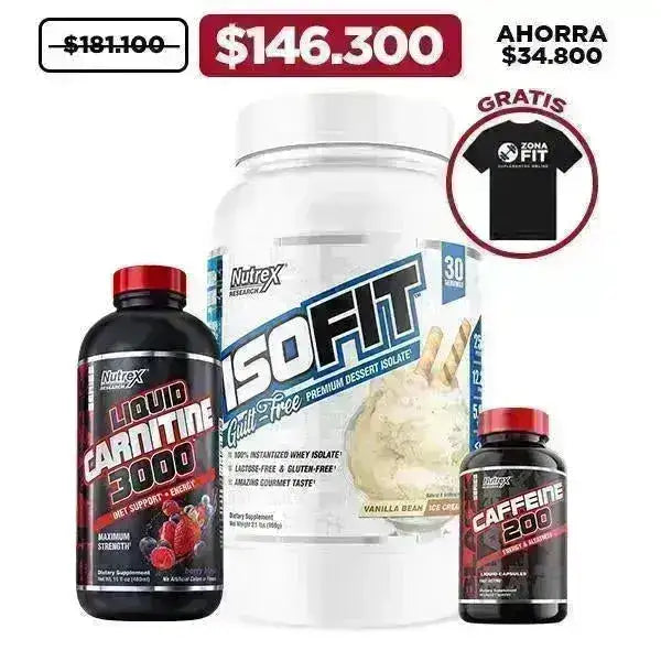 ISOFIT 2 lb + Lipo 6 Caffeine 60 caps + L-Carnitine 3000 + Camiseta - Zona FIT