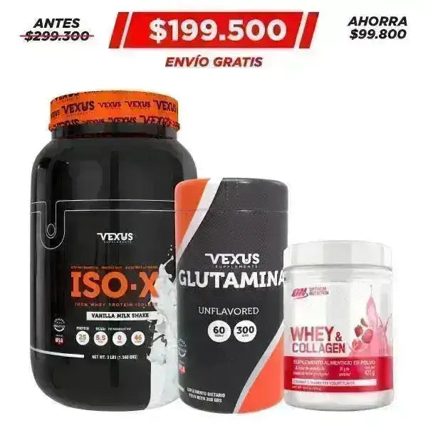 ISO-X 3 lb + Whey Collagen 420 gr + Glutamina 300 gr - Zona FIT