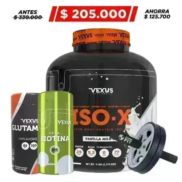 ISO-X 5 lb + Glutamina 300 gr + Biotina 100 Caps - Zona FIT