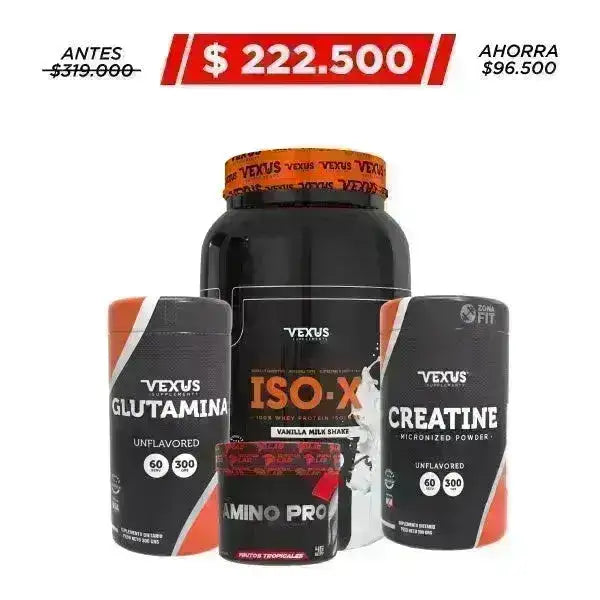 ISO-X 3 lb + Creatine 300 gr + Glutamina 300 gr - Zona FIT