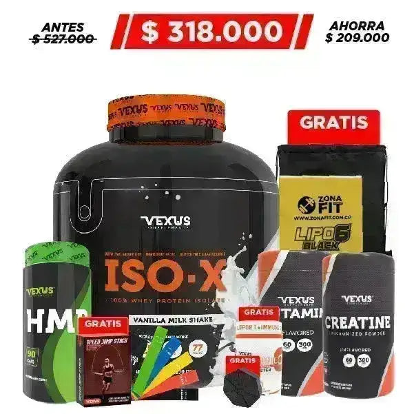 ISO-X 5 lb + Creatine 300 gr + Bandas de Resistencia + Obsequio - Zona FIT