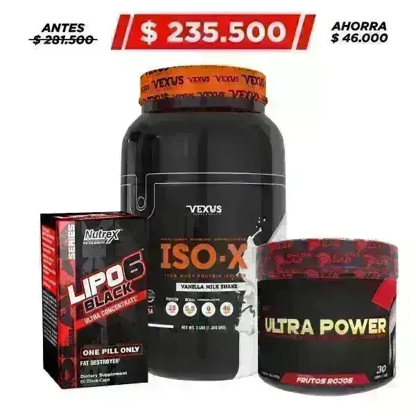 ISO-X 3 lb + Lipo 6 Black 60 caps + Glutamine 30 serv - Zona FIT