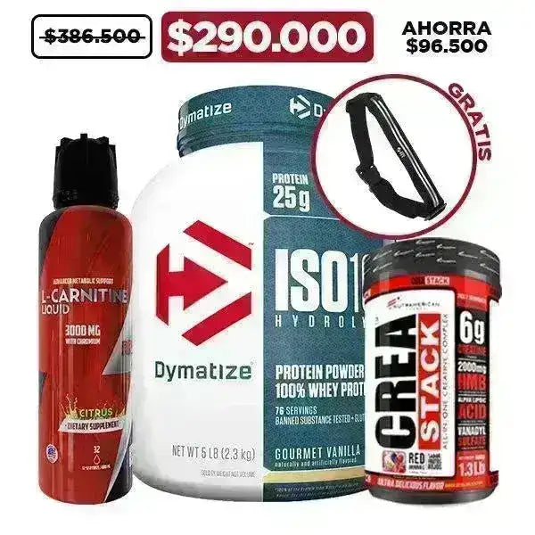 ISO 100 5 lb + Crea Stack 1.3 lb + L-Carnitine 32 Serv. + Obsequio - Zona FIT