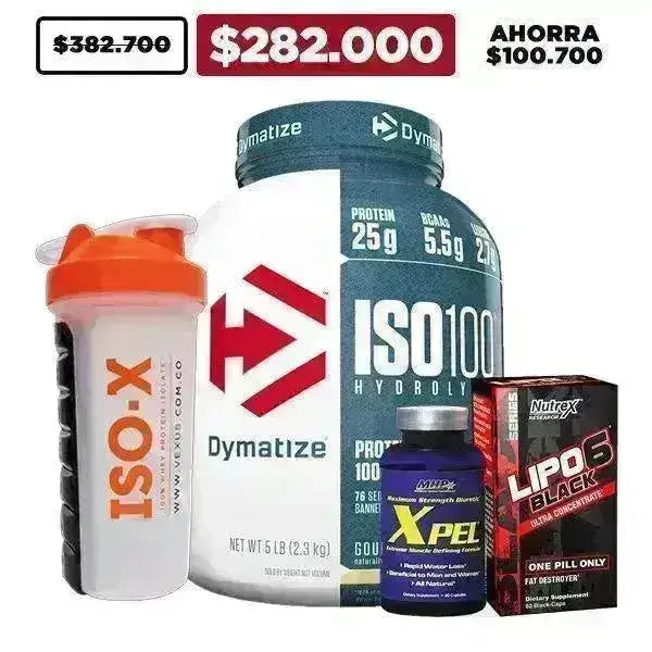 ISO 100 5 lb + Lipo 6 Black + Xpel + Shaker - Zona FIT