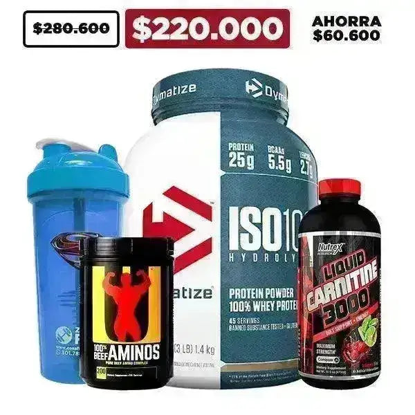 ISO 100 3 lb + Beef Aminos + Carnitine Liquid + Shaker - Zona FIT