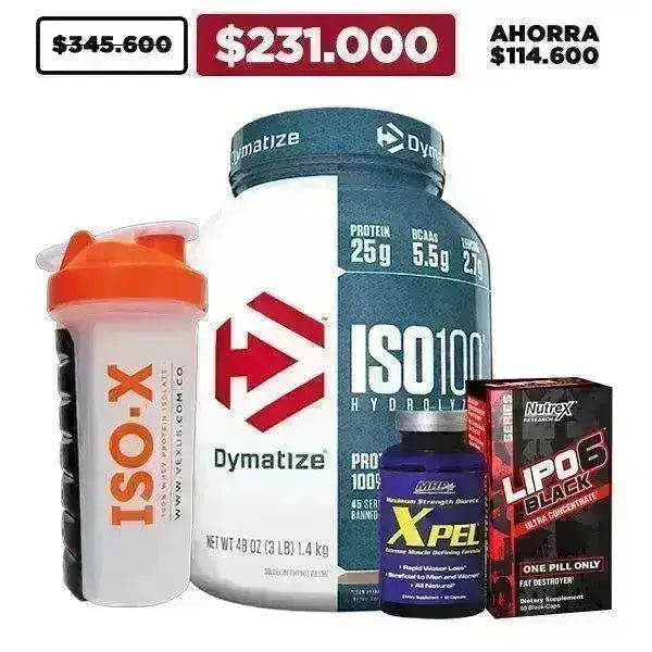 ISO 100 3 lb + Lipo 6 Black + Xpel + Shaker - Zona FIT