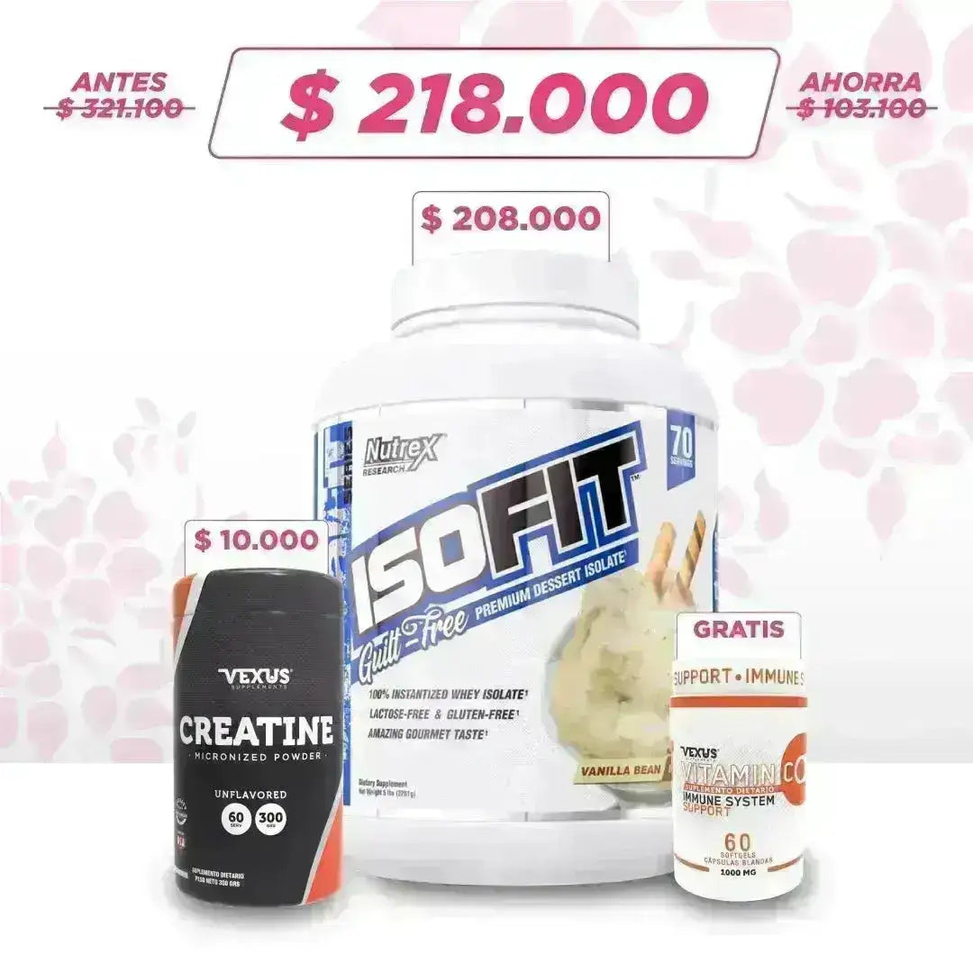 ISOFIT 5 lb + Creatine 300 gr + Vitamin C 60 caps + Obsequio - Zona FIT