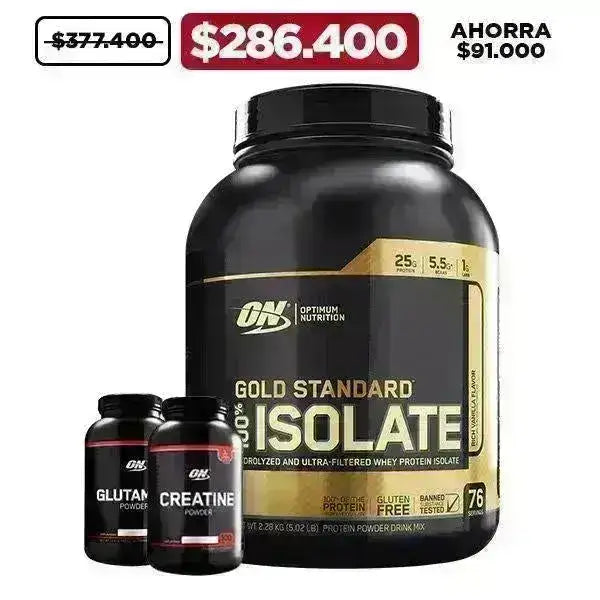 Gold Standard Isolate 5 lb + Creatine 300 gr + Glutamine 300 gr - Zona FIT