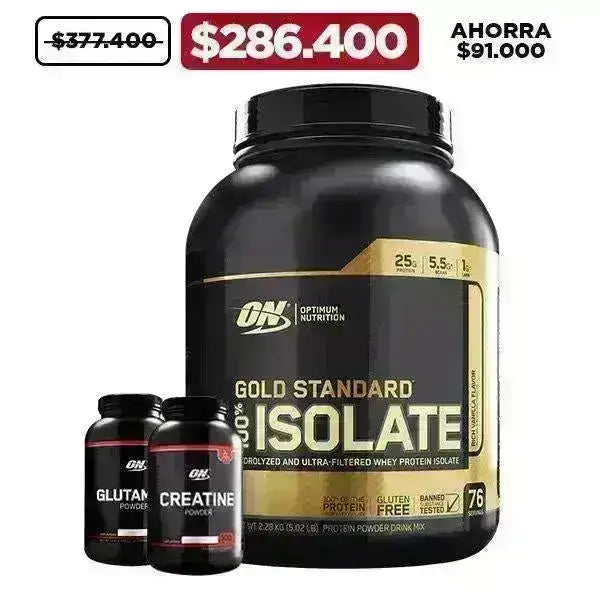 Gold Standard Isolate 5 lb + Creatine 300 gr + Glutamine 300 gr - Zona FIT