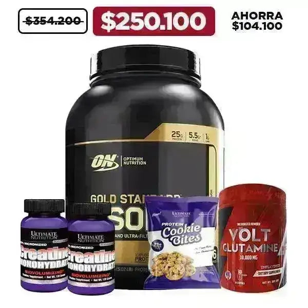 Gold Standard Isolate 5 lb + 2 Unid. Creatine 120 gr + Glutamine 300 gr + Obsequio - Zona FIT