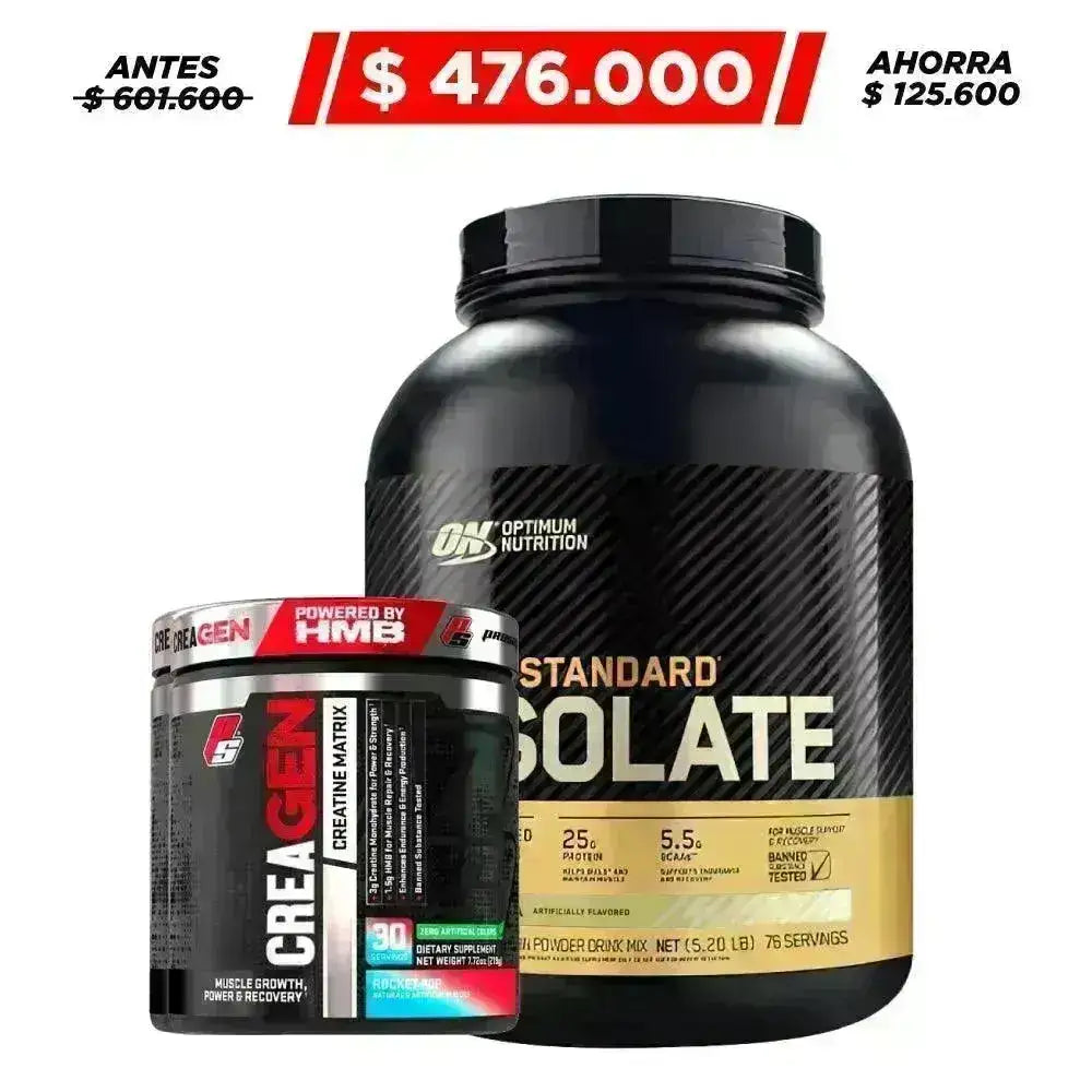 Gold Standard 100% Isolate 5 lb + Creagen 30 serv - Zona FIT