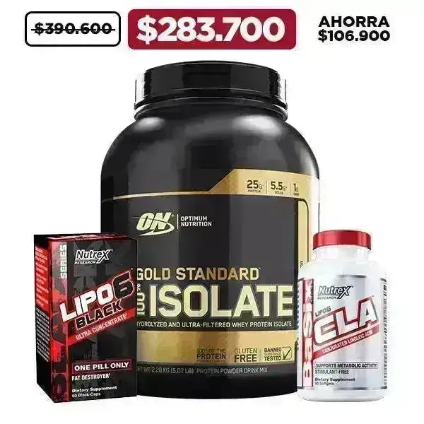 Gold Standard Isolate 5 lb + Lipo 6 Black Ultra 60 caps + Lipo 6 CLA - Zona FIT