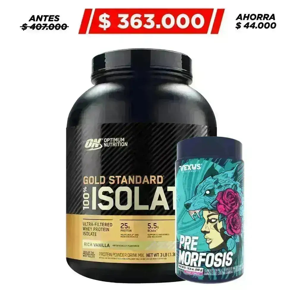 Gold Standard Isolate 3 lb + Pre Morfosis 30 serv - Zona FIT