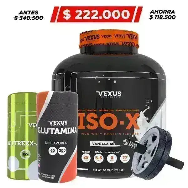 ISO-X 5 lb + Glutamina 300 gr + Multivitamínico 100 Caps - Zona FIT