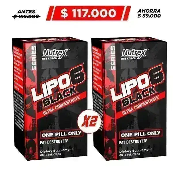2 Unid Lipo 6 Black 60 Caps - Zona FIT