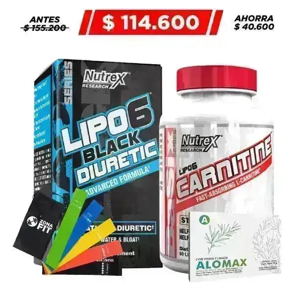 Lipo-6 Black Diuretic 80 caps + Lipo 6 Carnitina 60 caps + Obsequio - Zona FIT