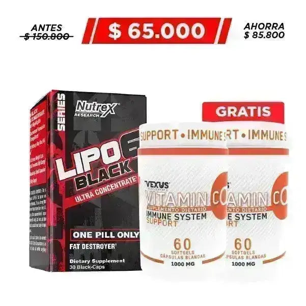 Lipo 6 Black UC 30 Caps + Vitamin C 60 Caps - Zona FIT