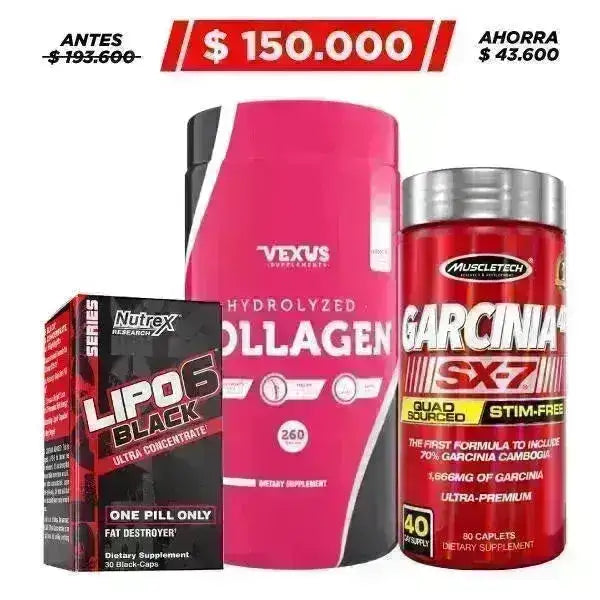 Lipo 6 Black 30 Caps. + Collagen 260 gr + Garcinia 80 caps - Zona FIT