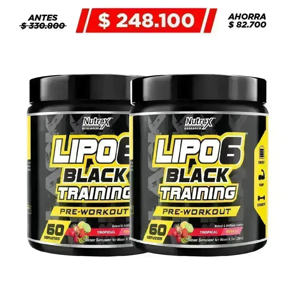 2 Unid Lipo 6 Black Training 60 serv - Zona FIT