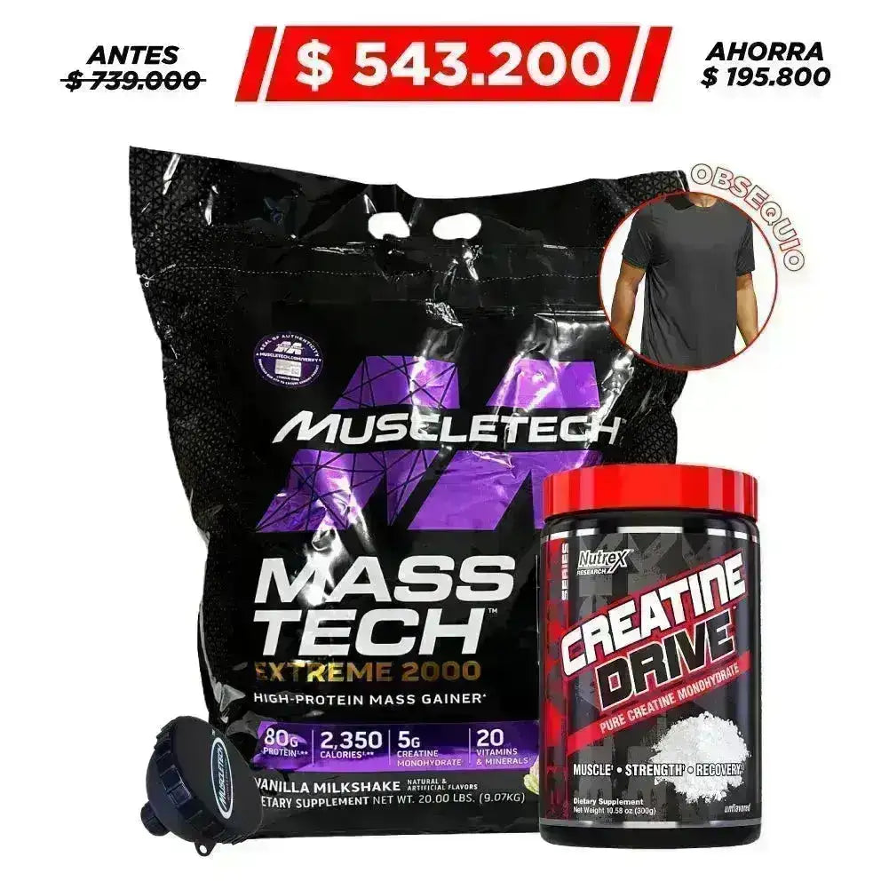 Mass Tech Extreme 20 lb + Creatine Drive 300 gr + Obsequio - Zona FIT
