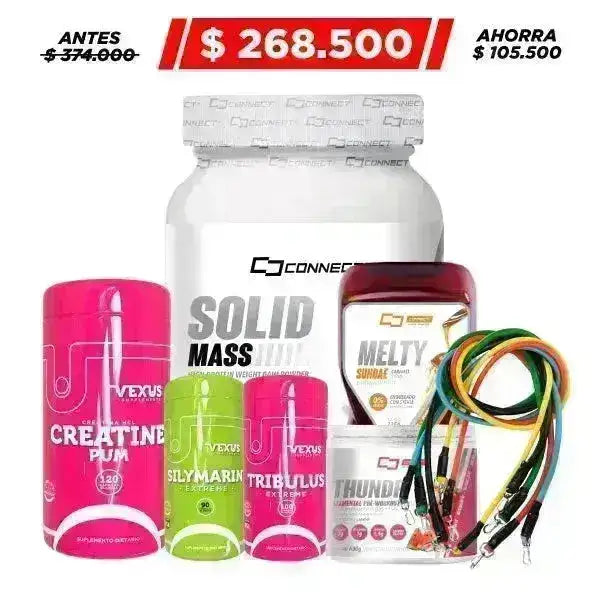 Solid Mass 1400 gr + Thundr Elemental 30 serv. + Creatine HCL 120 caps + Obsequio - Zona FIT