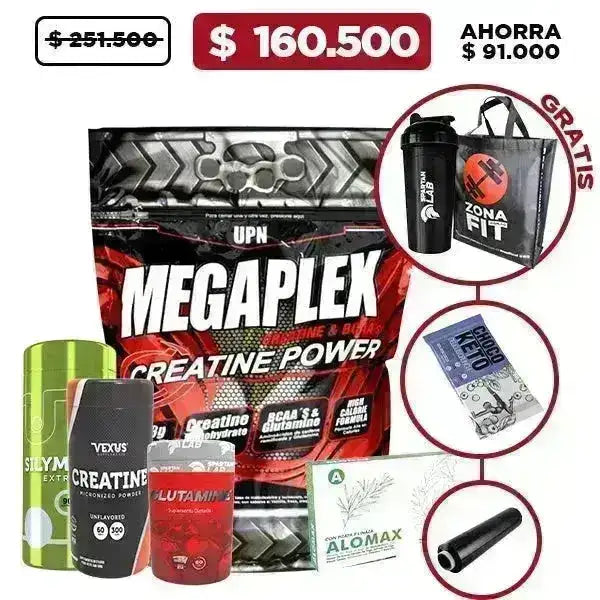 Megaplex 10 lb + Glutamine 60 caps + Creatine 300 gr + Obsequio - Zona FIT