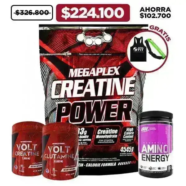 MegaPlex 10 lb + Amino Energy 30 serv. + Creatine 300 gr + Glutamine 300 gr + Obsequios - Zona FIT